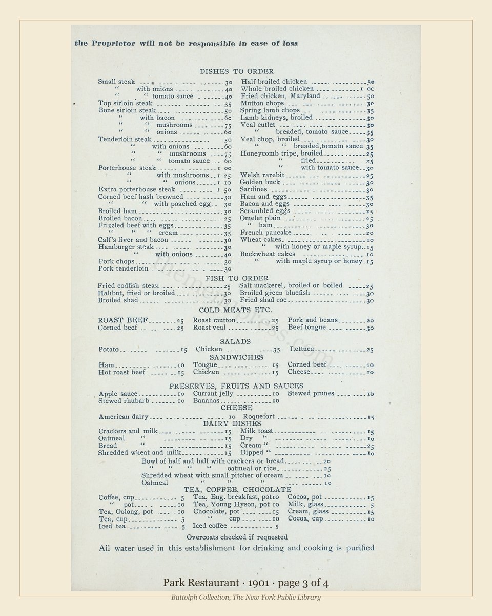 Vintage menu — page 3 of 4