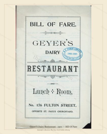 Vintage menu preview — 1901 Vintage Dinner Menu — New York, Ny, Classic NYC French Restaurant (Complete