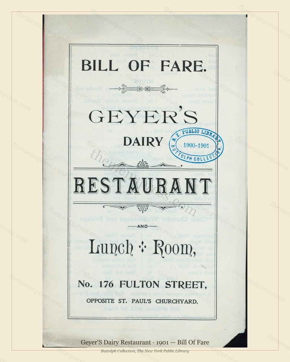 Vintage menu preview — 1901 Vintage Dinner Menu — New York, Ny, Classic NYC French Restaurant (Complete