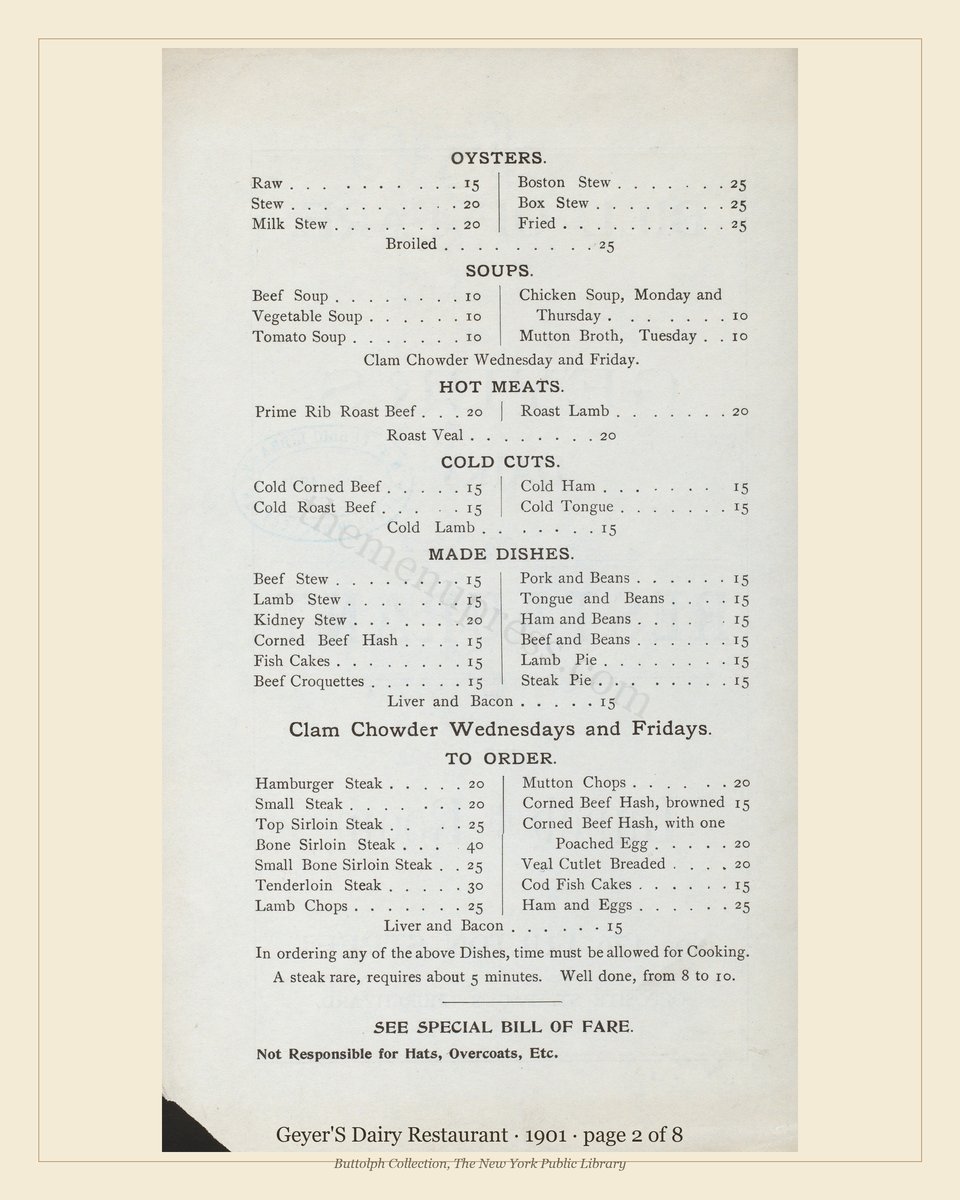 Vintage menu — page 2 of 8
