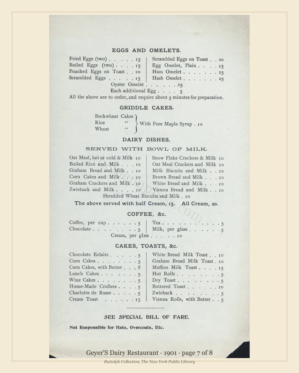 Vintage menu — page 7 of 8