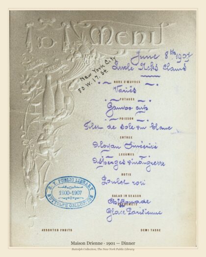 Maison Drienne · 1901 — Dinner