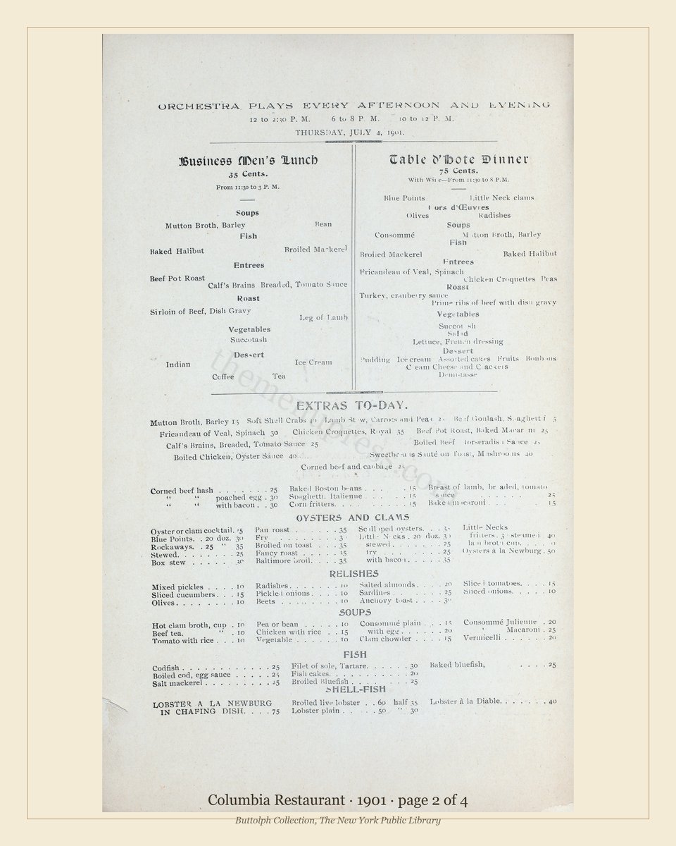 Vintage menu — page 2 of 4