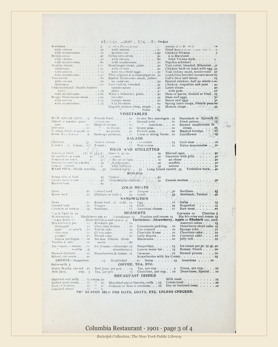 Vintage menu — page 3 of 4