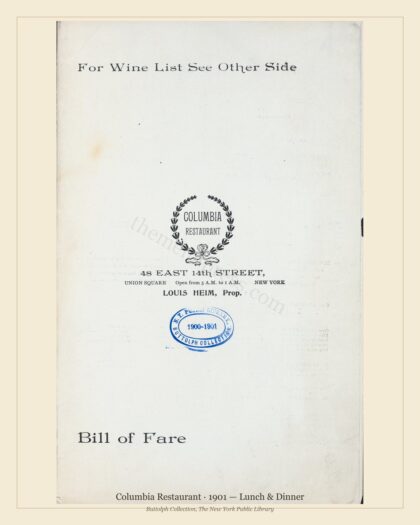 Columbia Restaurant · 1901 — Lunch & Dinner