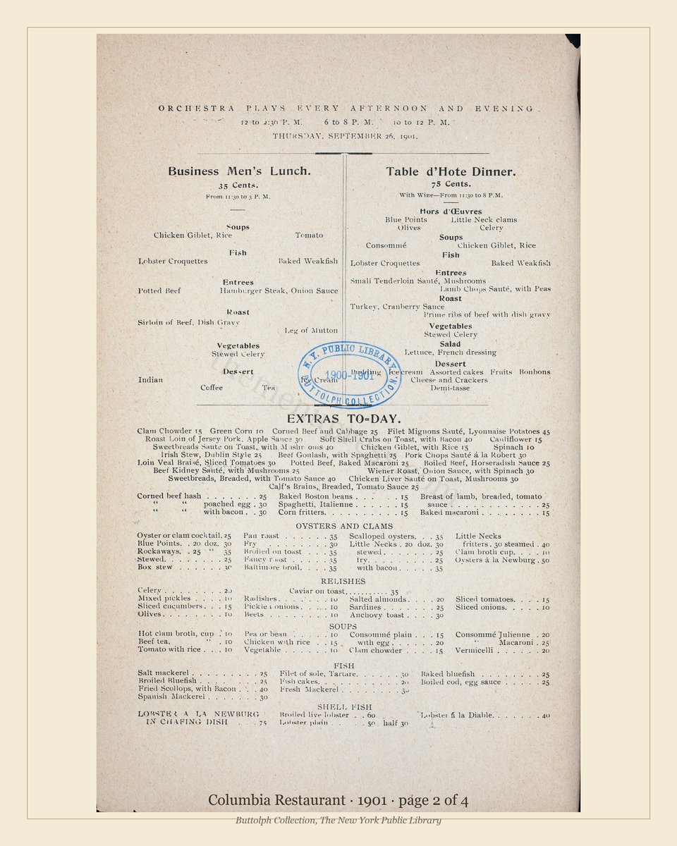 Vintage menu — page 2 of 4