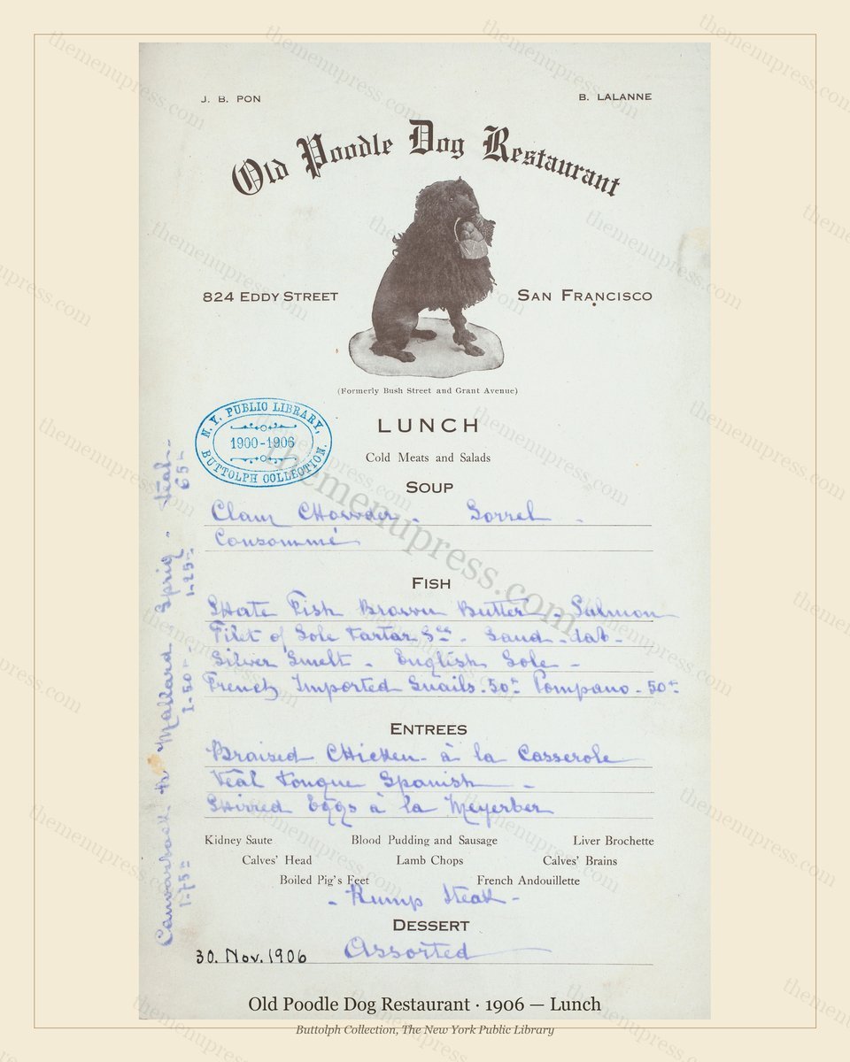 Vintage menu preview — 1906 Vintage Lunch Menu — San Francisco,Ca, Classic NYC French Restaurant (Compl