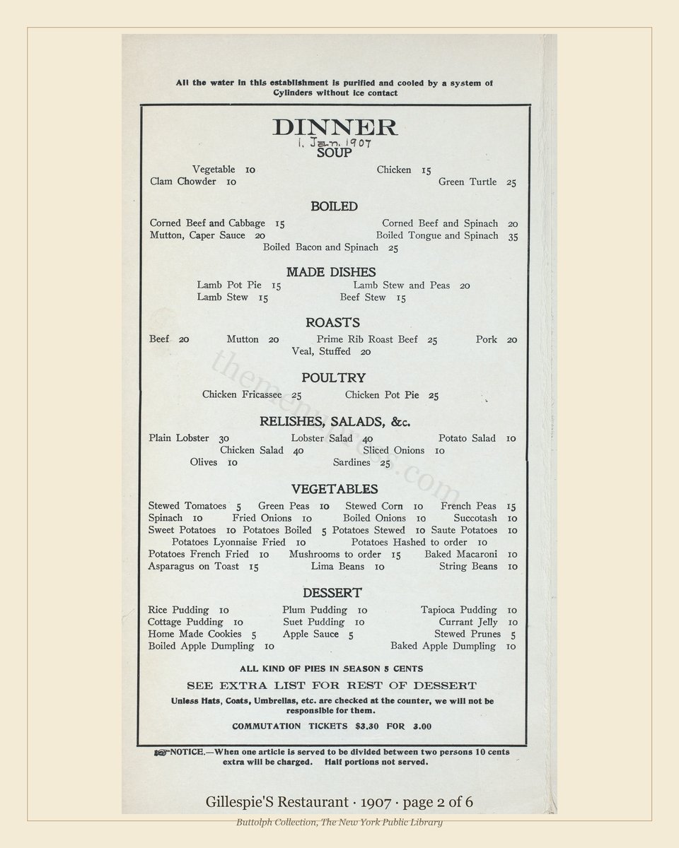Vintage menu — page 2 of 6