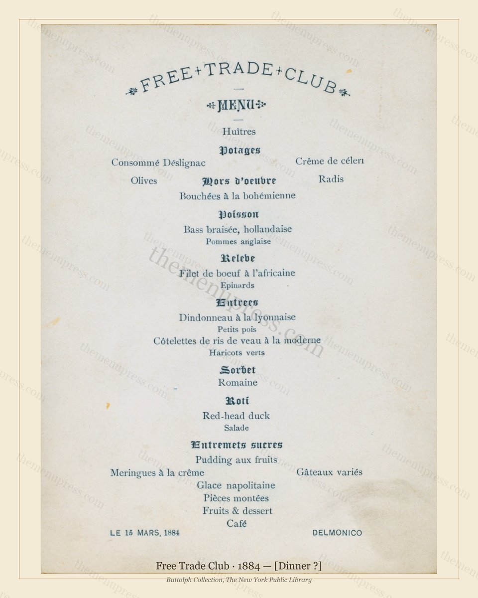 Vintage menu preview — 1884 Vintage Dinner Menu — Delmonico,New York Ny, Classic NYC French Restaurant