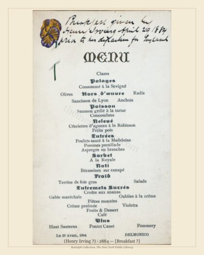 (Henry Irving ?) · 1884 — [Breakfast ?]