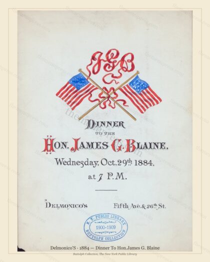 Vintage menu preview — 1884 Vintage Dinner Menu — Fifth Ave and 26Th Stret, Classic NYC French Restaura