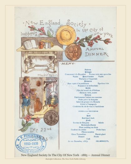 New England Society In The City Of New York · 1885 — Annual Dinner