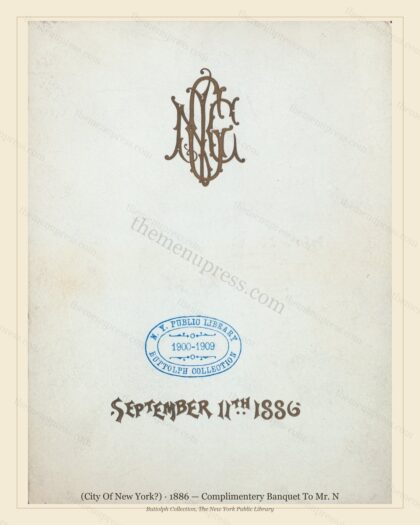Vintage menu preview — 1886 Vintage Banquet Menu — Delmonico'S, New York, Ny, Classic NYC French Restau