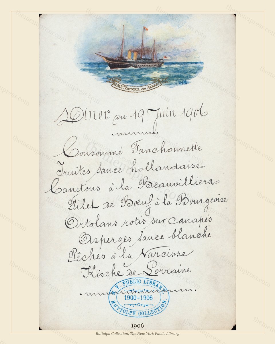 Vintage menu preview — H.M.Y. Victoria and Albert · Royal Yacht · 1906