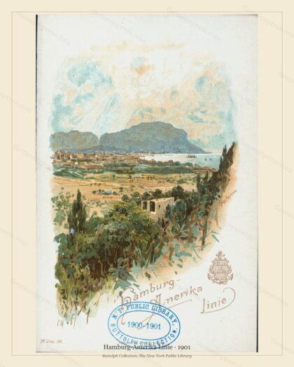 Vintage menu preview — Hamburg-Amerika Linie · Mediterranean Coast · 1901