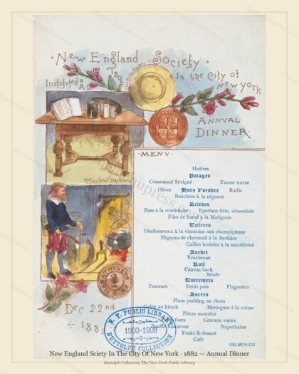 Vintage menu preview — 1882 Vintage Dinner Menu — New England Sciety in the City of New Yo, Manhattan G