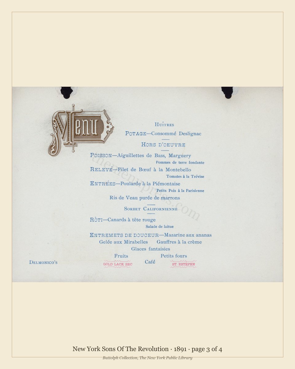 Vintage menu — page 3 of 4