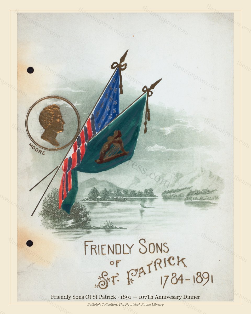 Vintage menu preview — 1891 Vintage Dinner Menu — Friendly Sons of St Patrick, Manhattan Gilded Age Ban