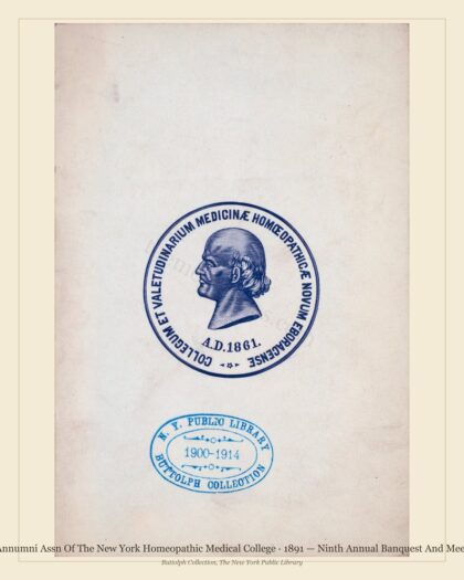 Annumni Assn Of The New York Homeopathic Medical College · 1891 — Ninth Annual Banquest And Meet