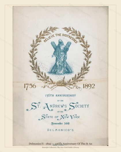 Vintage menu preview — 1892 Vintage Banquet Menu — Delmonico'S, Manhattan Gilded Age Banquet (Complete