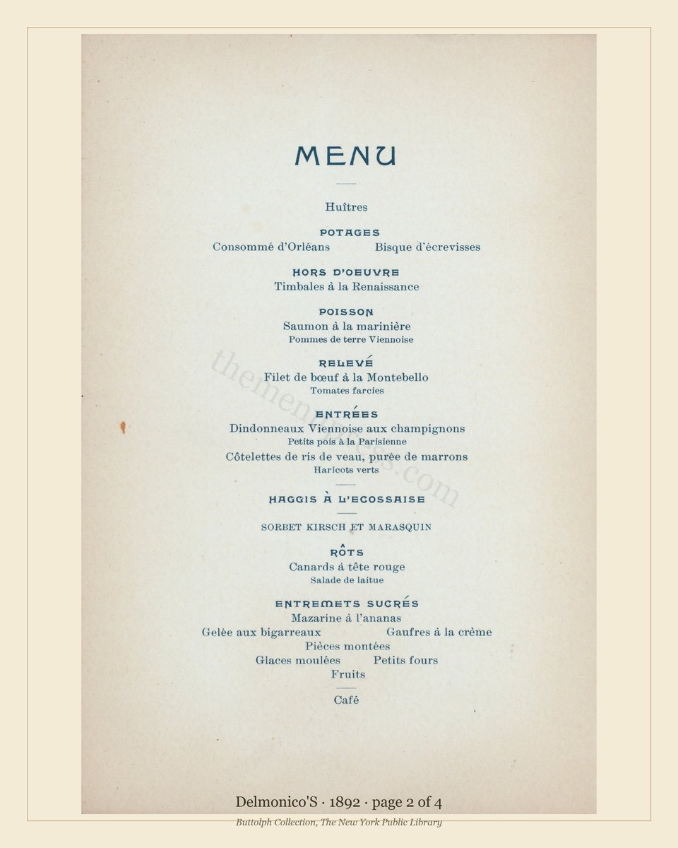 Vintage menu — page 2 of 4