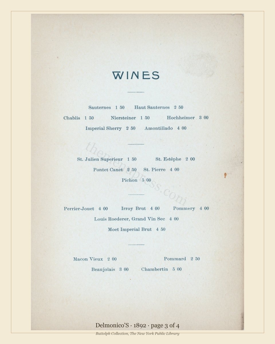 Vintage menu — page 3 of 4