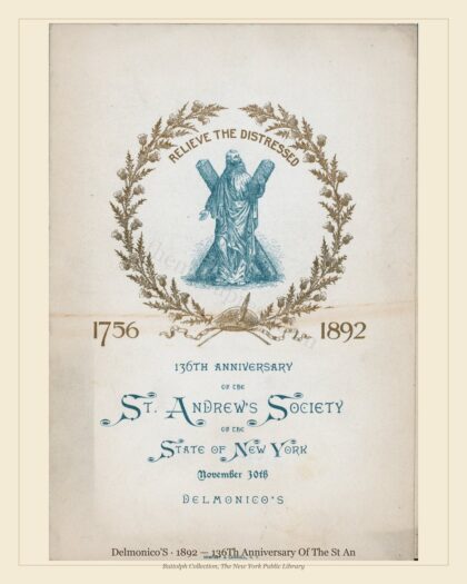 Delmonico'S · 1892 — 136Th Anniversary Of The St An