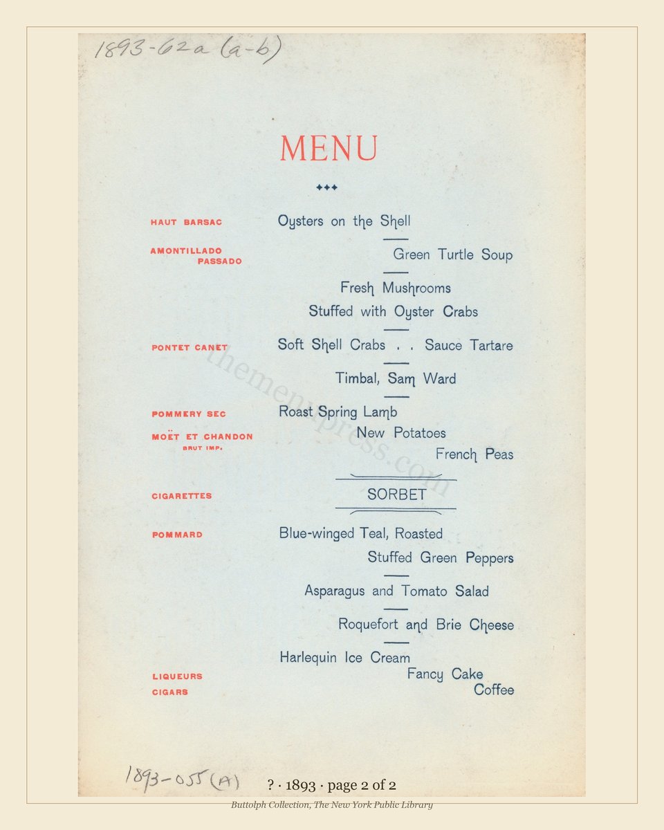 Vintage menu — page 2 of 2