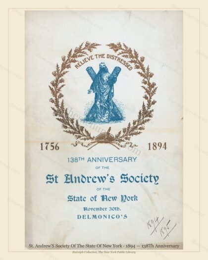 Vintage menu preview — 1894 Vintage Banquet Menu — St. Andrew'S Society of the State of New, Manhattan