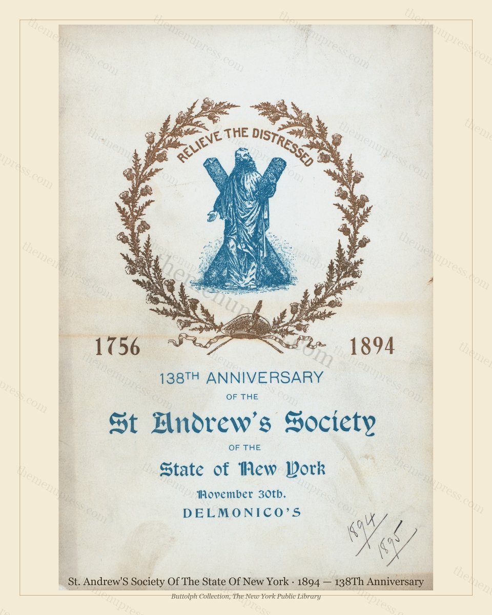 Vintage menu preview — 1894 Vintage Banquet Menu — St. Andrew'S Society of the State of New, Manhattan