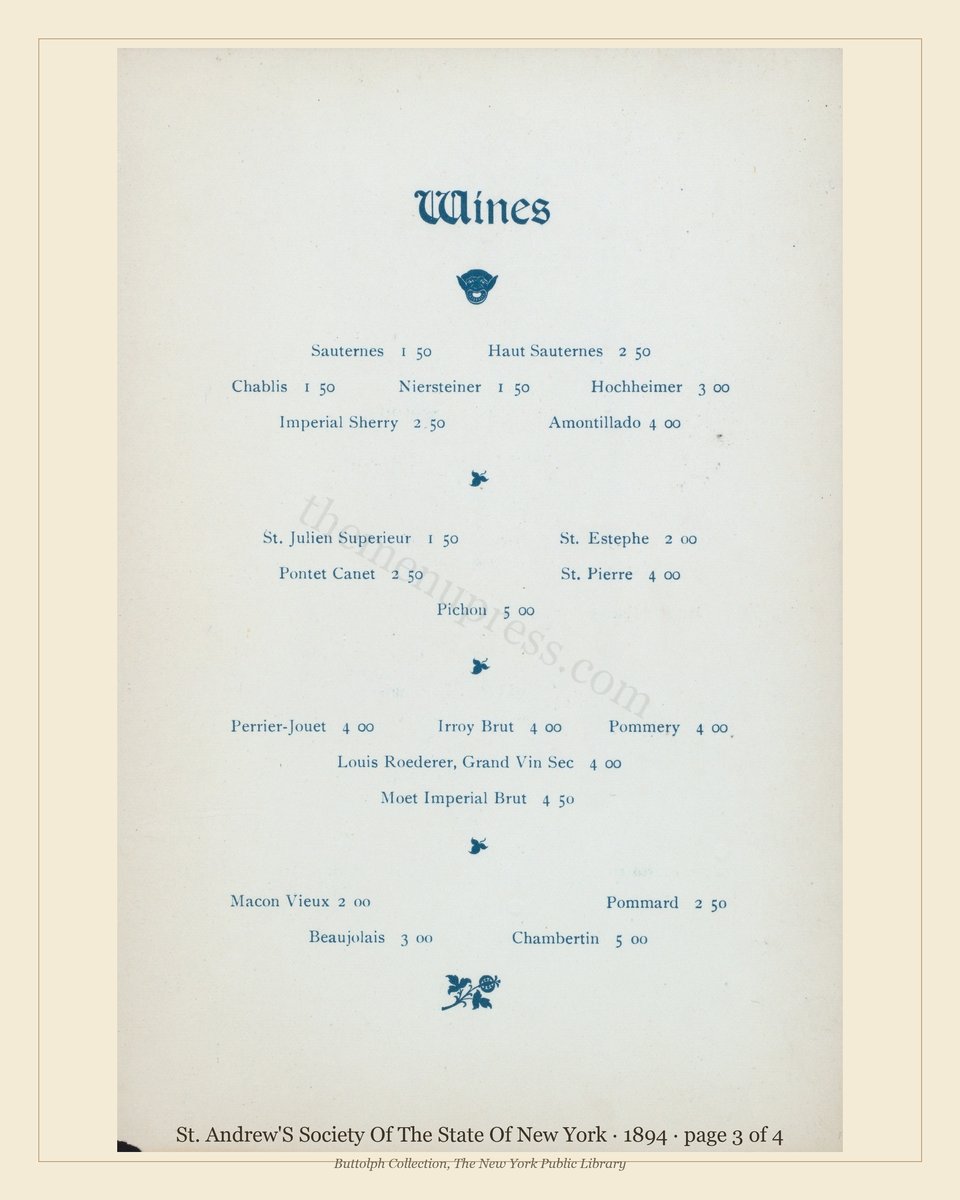 Vintage menu — page 3 of 4
