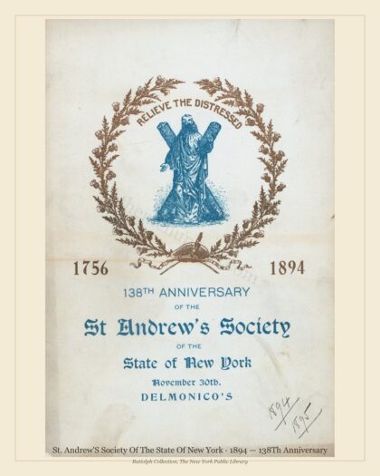 St. Andrew'S Society Of The State Of New York · 1894 — 138Th Anniversary