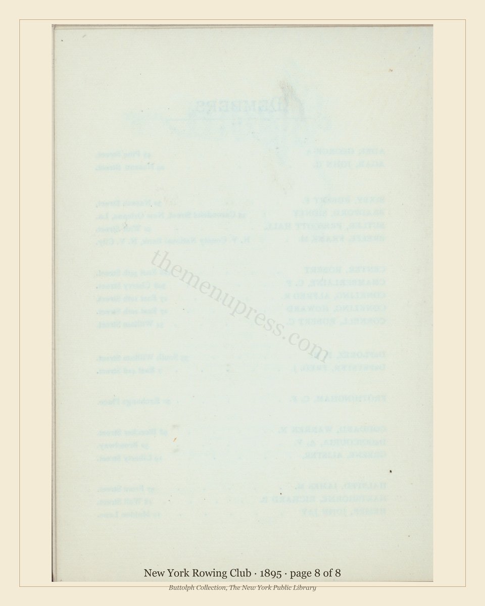Vintage menu — page 8 of 8