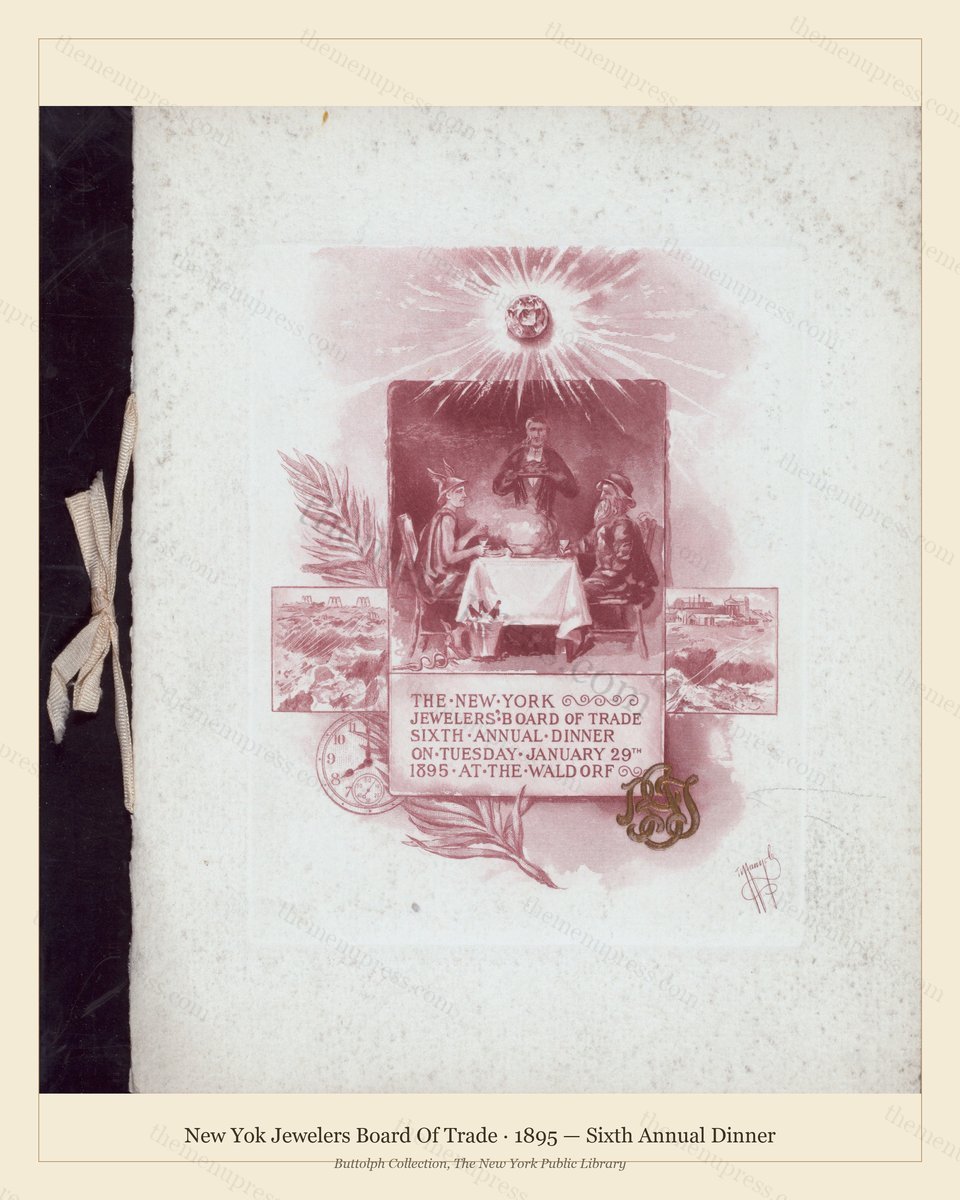 Vintage menu preview — 1895 Vintage Dinner Menu — New Yok Jewelers Board of Trade, Manhattan Gilded Age