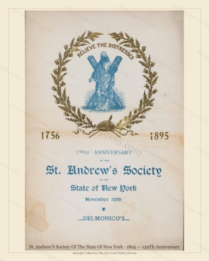 Vintage menu preview — 1895 Vintage Banquet Menu — St. Andrew'S Society of the State of New, Manhattan