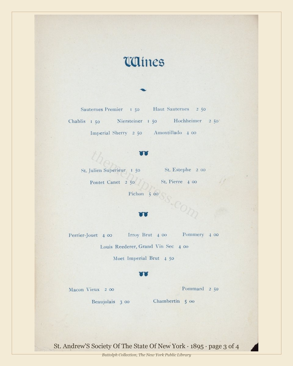 Vintage menu — page 3 of 4