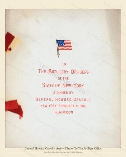 Vintage menu preview — 1896 Vintage Dinner Menu — General Howard Carroll, Manhattan Gilded Age Banquet