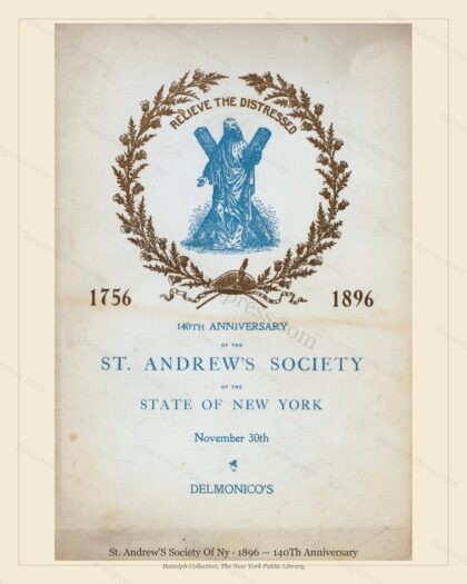 Vintage menu preview — 1896 Vintage Banquet Menu — St. Andrew'S Society of Ny, Manhattan Gilded Age Ban