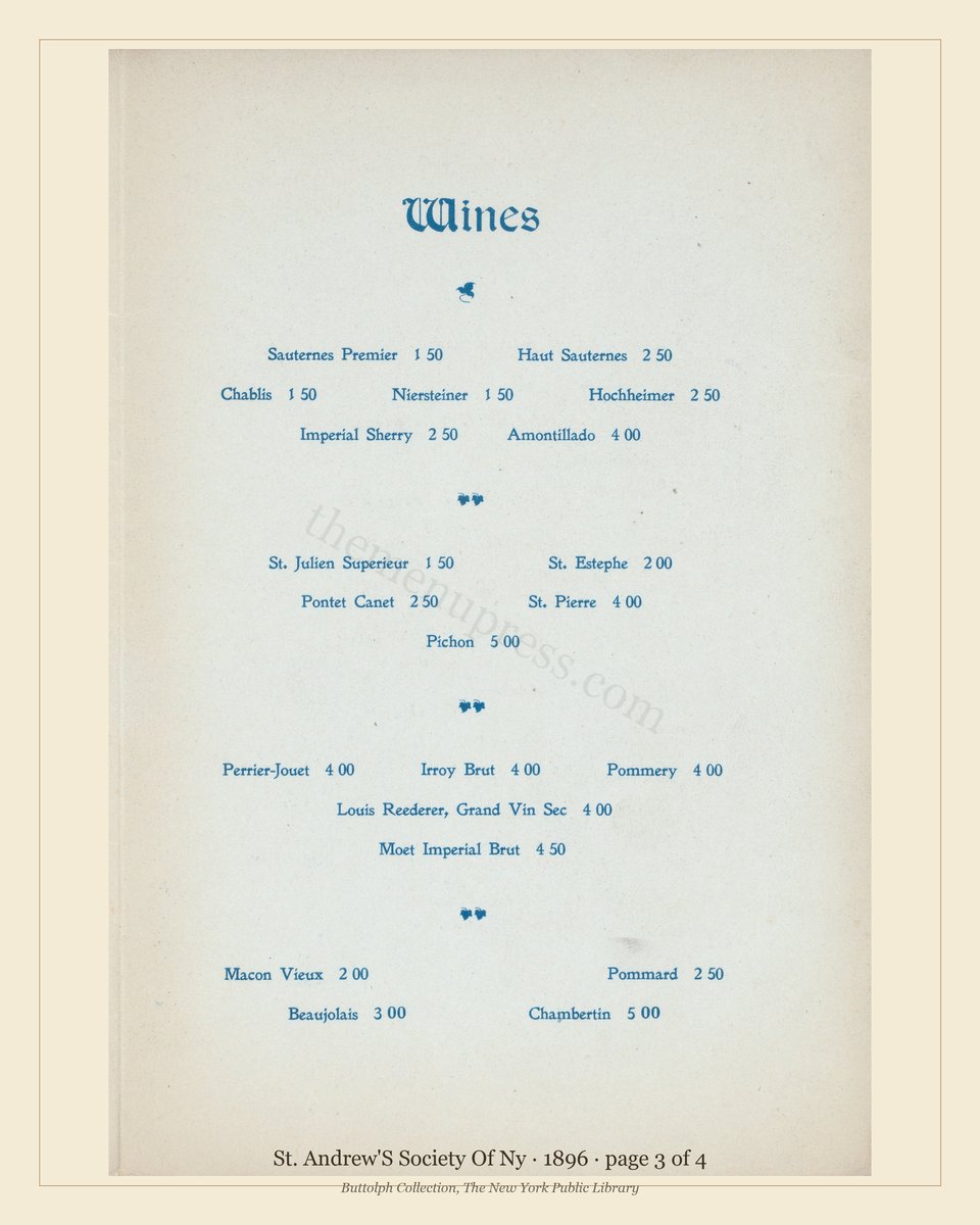 Vintage menu — page 3 of 4