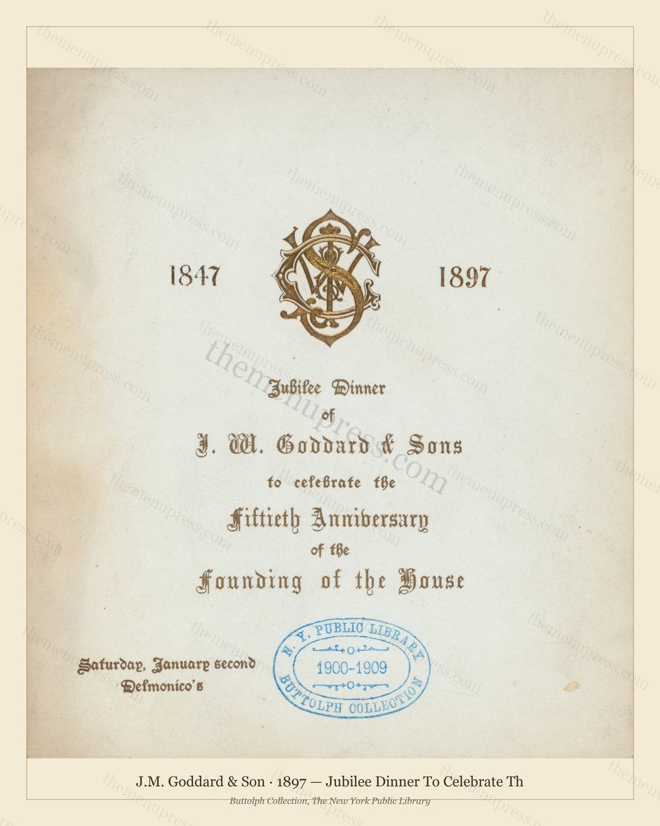 Vintage menu preview — 1897 Vintage Dinner Menu — J.M. Goddard & Son, Manhattan Gilded Age Banquet