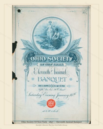 Vintage menu preview — 1897 Vintage Banquet Menu — Ohio Society of New York, Manhattan Gilded Age Banqu