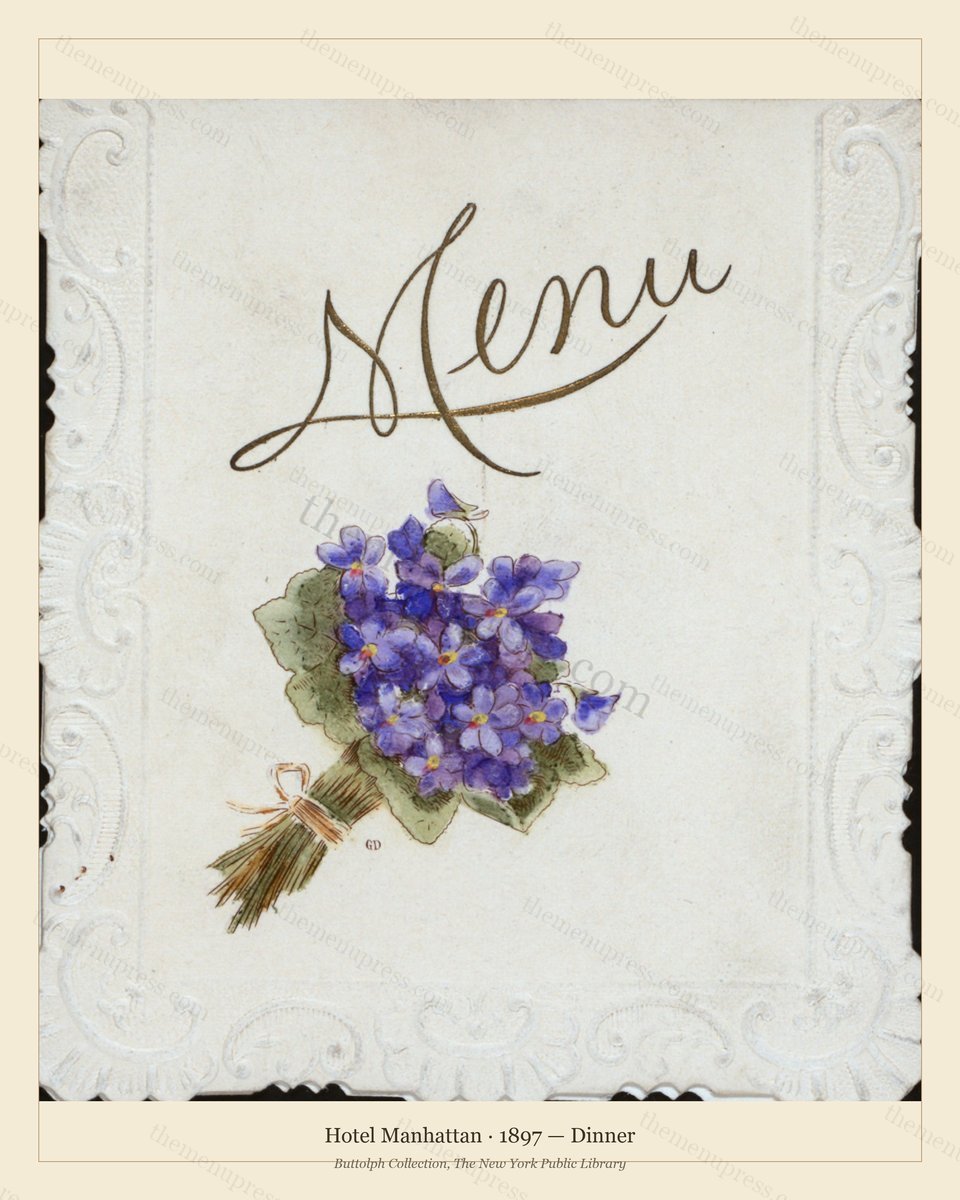 Vintage menu preview — 1897 Vintage Dinner Menu — Hotel Manhattan, Manhattan Gilded Age Banquet (Comple