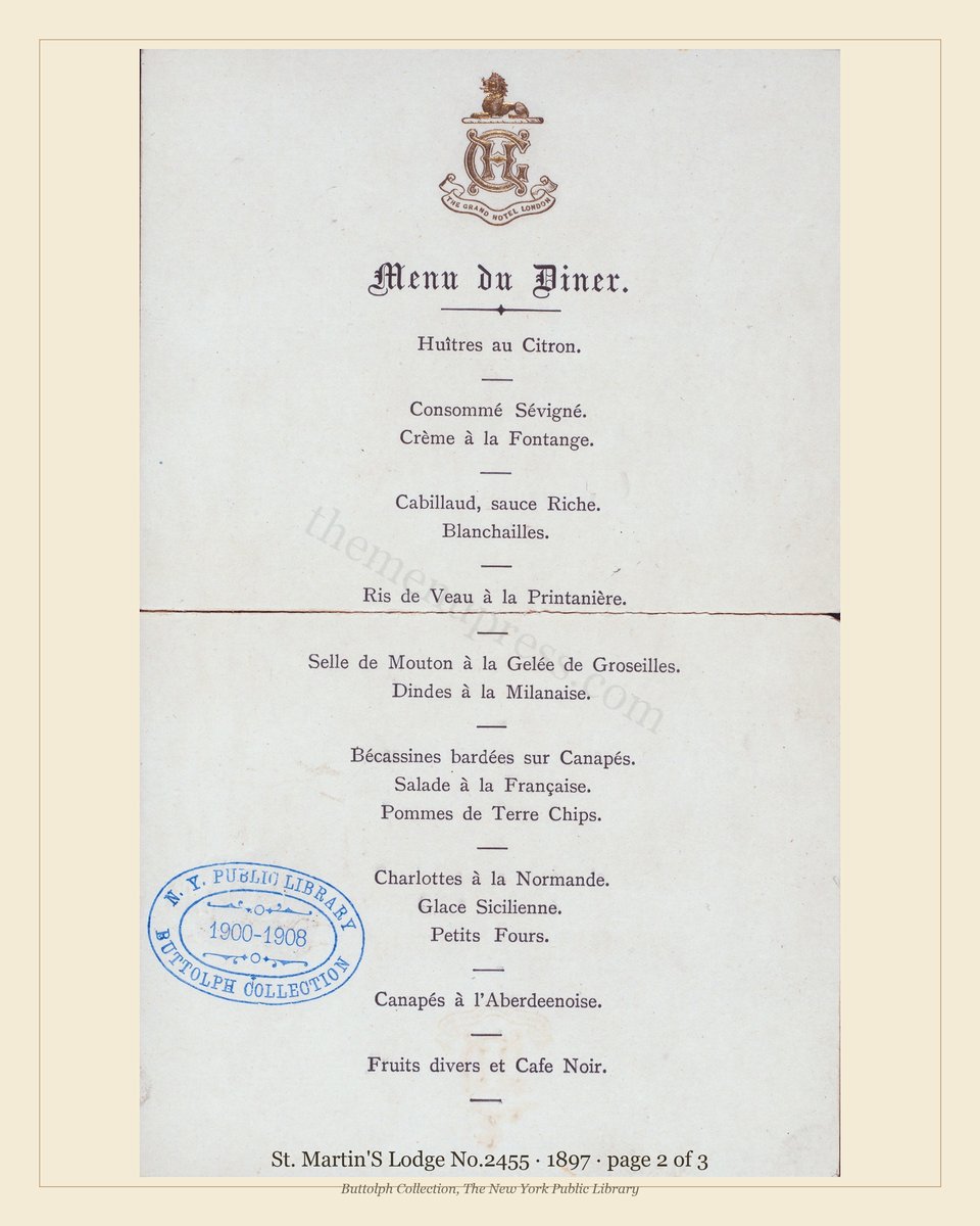 Vintage menu — page 2 of 3