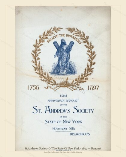 Vintage menu preview — 1897 Vintage Banquet Menu — St.Andrews Society of the State of New Y, Manhattan