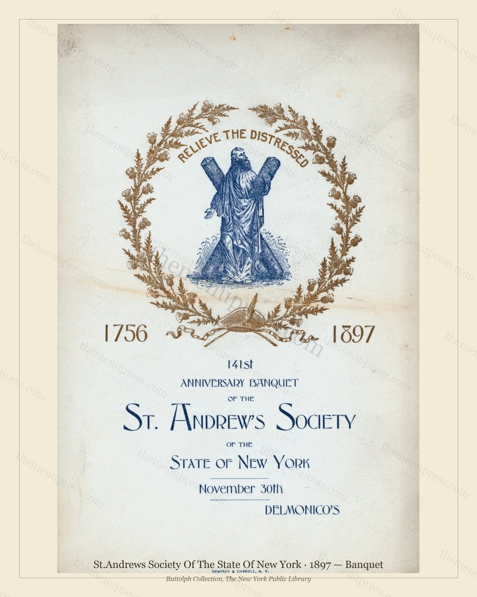 Vintage menu preview — 1897 Vintage Banquet Menu — St.Andrews Society of the State of New Y, Manhattan