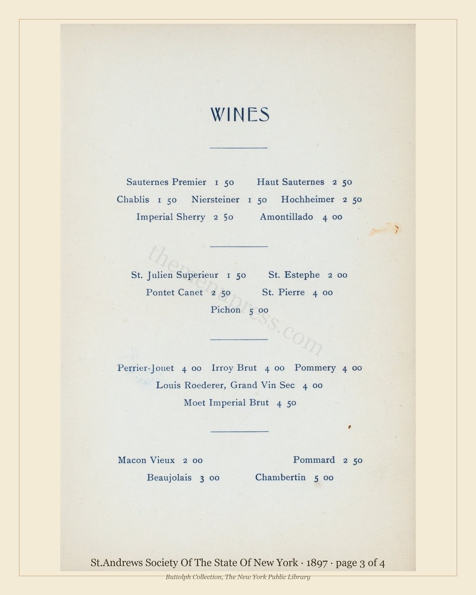 Vintage menu — page 3 of 4