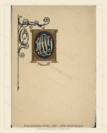 Vintage menu preview — 1898 Vintage Banquet Menu — Hotel Association of Nyc, Manhattan Gilded Age Banqu
