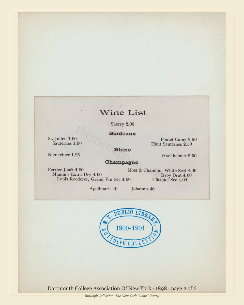 Vintage menu — page 2 of 6