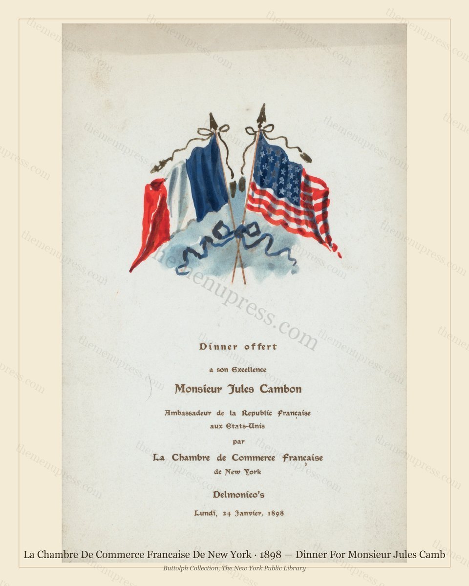 Vintage menu preview — 1898 Vintage Dinner Menu — La Chambre De Commerce Francaise De New , Manhattan G