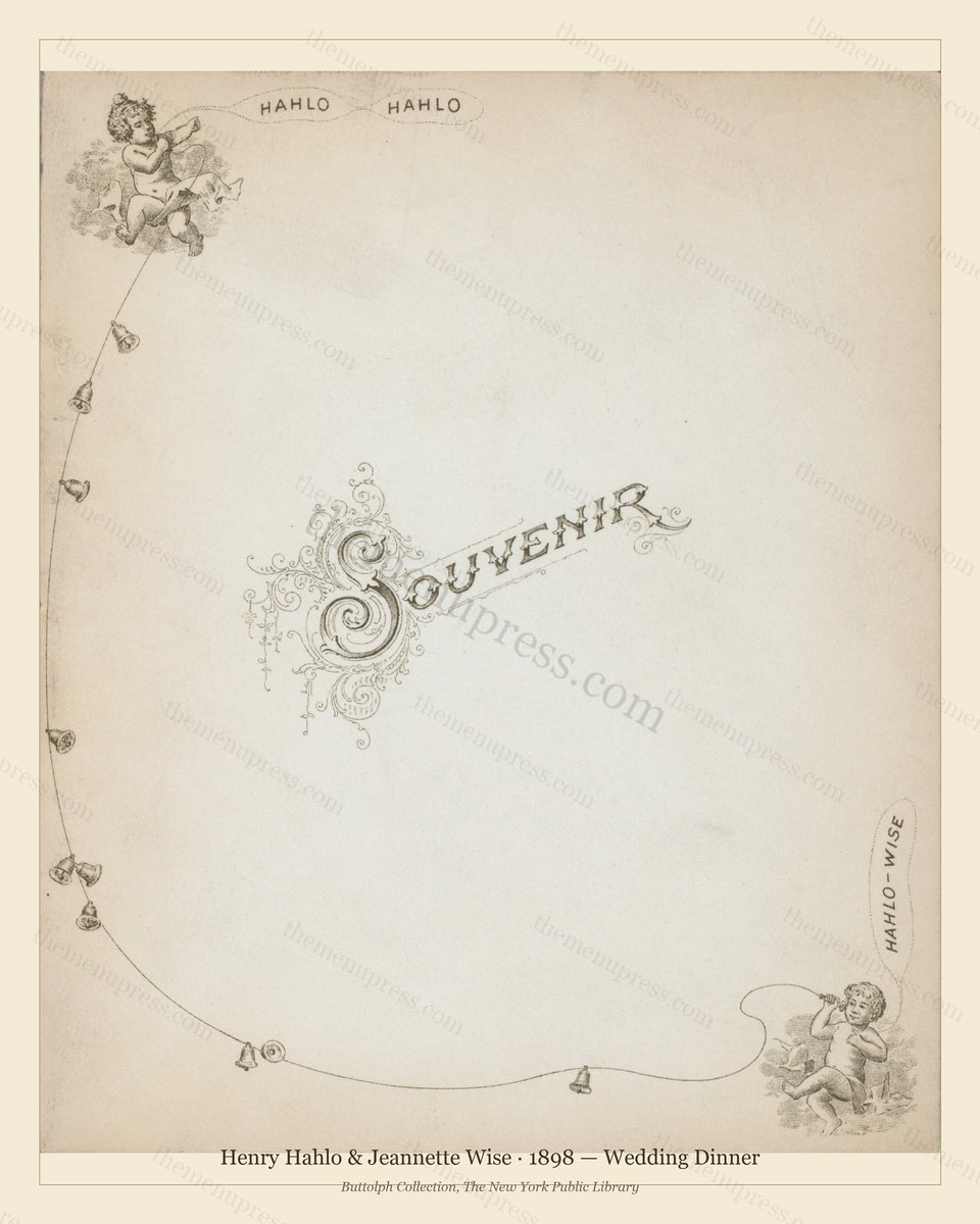 Vintage menu preview — 1898 Vintage Dinner Menu — Henry Hahlo & Jeannette Wise, Manhattan Gilded Ag